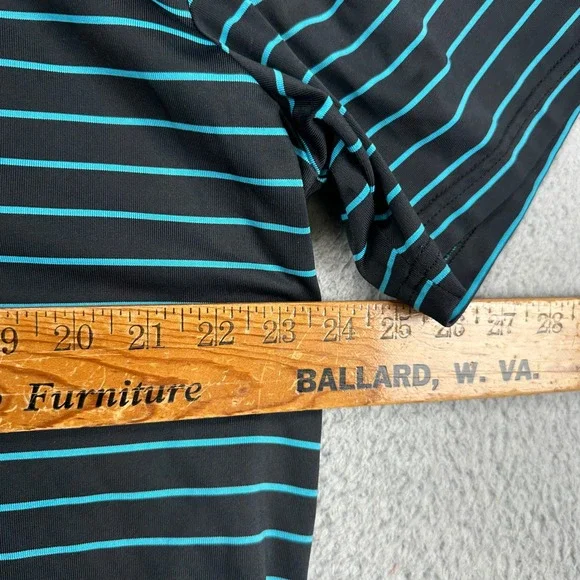 Under Armour Mens The Play Off Polo Shirt XL Black Blue Stripes Golf Rugby Logo